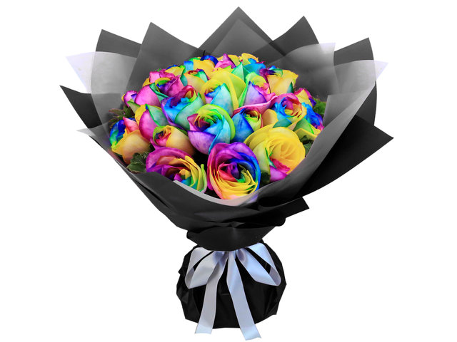 Valentines Day Flower n Gift - Rainbow Rose Valentine's Day RB11 - L76610430c Photo